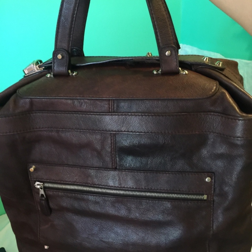 BALENCIAGA CLASSIC LEATHER BAG TRAVEL TOTE SILVER HARDWARE BROWN VINTAGE UNISEX - Picture 2 of 16